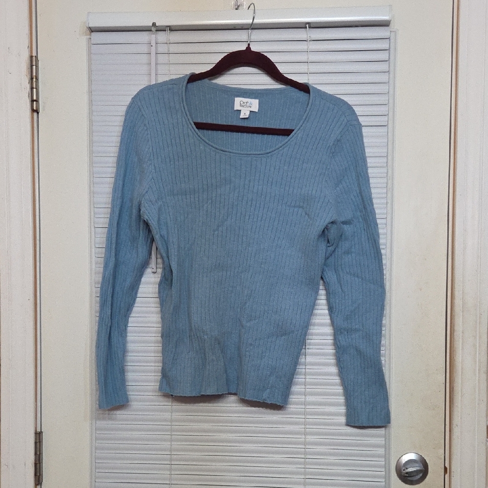 Croft & Barrow Sky Blue Ribbed Long Sleeve Top